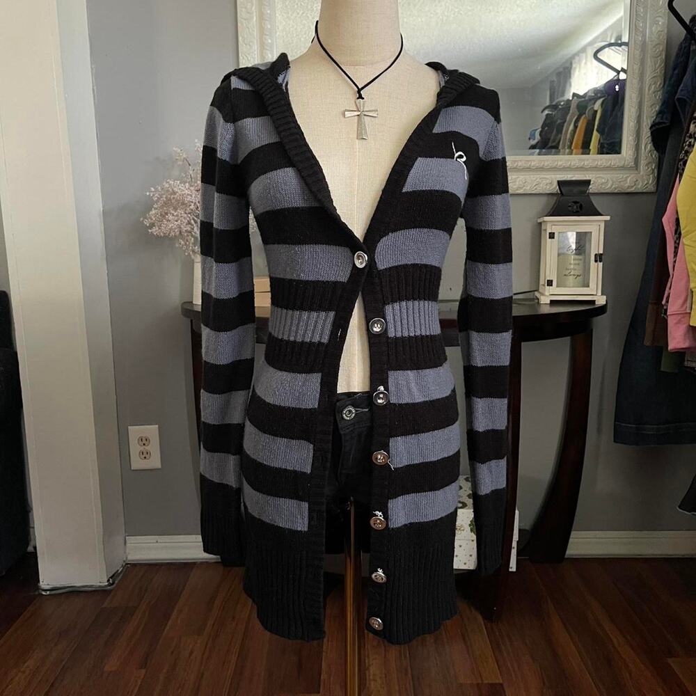 Y2k striped cardigan
